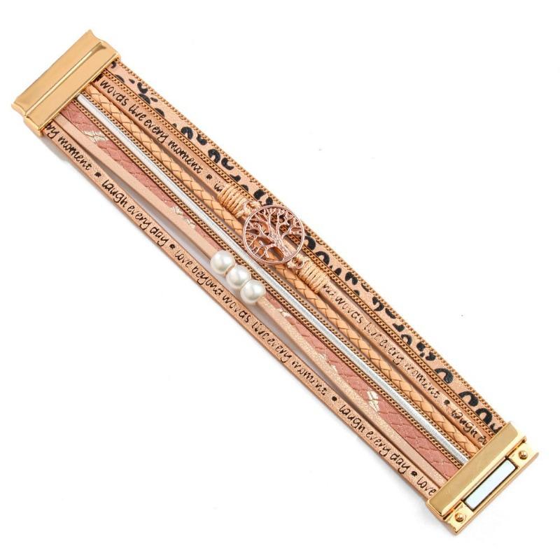 Boho Style Cross Bracelet, Light Luxury Micro-diamond Magnetic Buckle Bracelet, PU Leather Bracelet