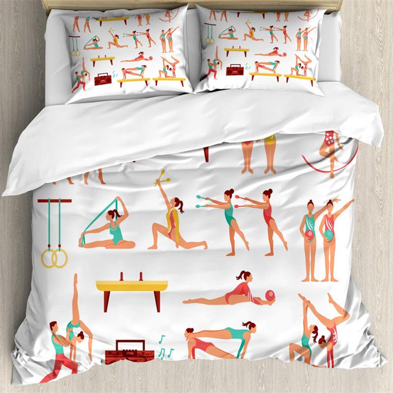 Poszewka na kołdrę gimnastyczną Ładna dziewczyna baletnica tancerka zestaw pościeli z mikrofibry motyw sportowy poszewka na kołdrę Twin King dla miłośnika gimnastyki