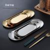 Gold Oval Stainless Steel Tray for Food, Dessert, and Jewelry Storage