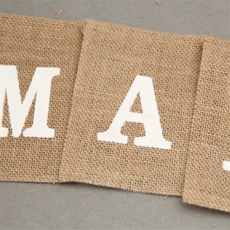 Bar Decoration Jute Burlap Bunting Rustic Just Married Mr Mrs Wedding Banner Garland Party Flags Candy Event Home Party Supplies