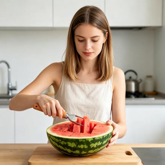 Watermelon Cutter Stainless Steel Fruit Slicer Multipurpose Kitchen Tool for Watermelon Mango Pineapple Cantaloupe