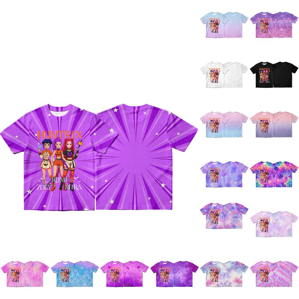 Girls Halloween Short Sleeve T-Shirt for Kids, Print, Loose Fit Casual Cotton Tee, Comfortable Top for Daily Wear