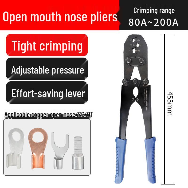 Electrician's Quad-Sided Crimping Pliers for Cold Press Copper and Wire Lugs, Terminals.