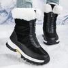 Damen Winter Fleecegefüttert Verdickt Kältebeständig Skistiefel mit Frontreißverschluss Mid-Calf Design