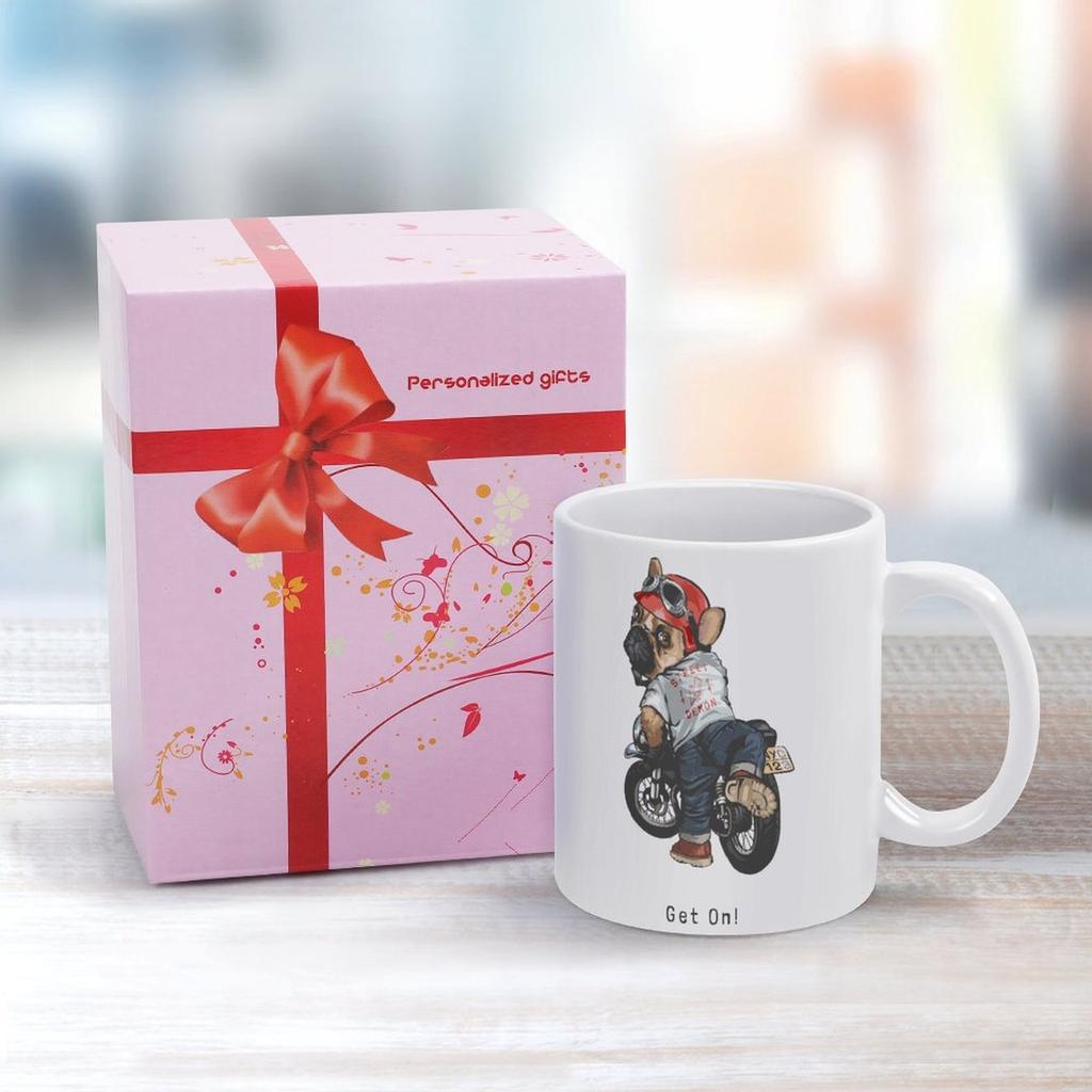 1Pack 11oz White Ceramic Mug Double-Sided Printed Illustration Durable Coffee Cup Great For Home Office Gift Use