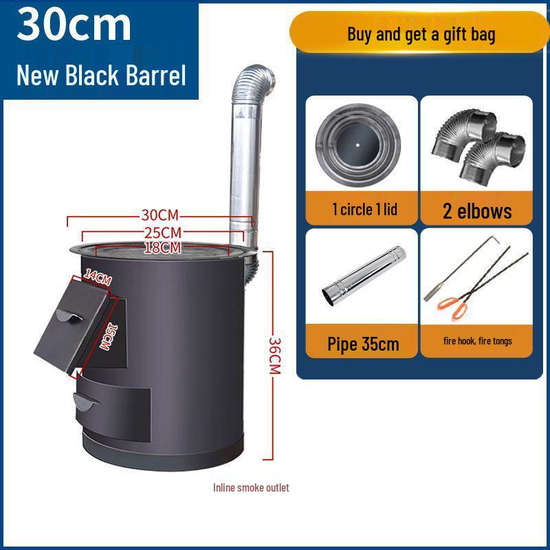 Draagbare Rookloze Houtkachel: Binnen-/Buitenverwarming met Grote IJzeren Pot, Energiezuinig, Extra Dik Ontwerp.