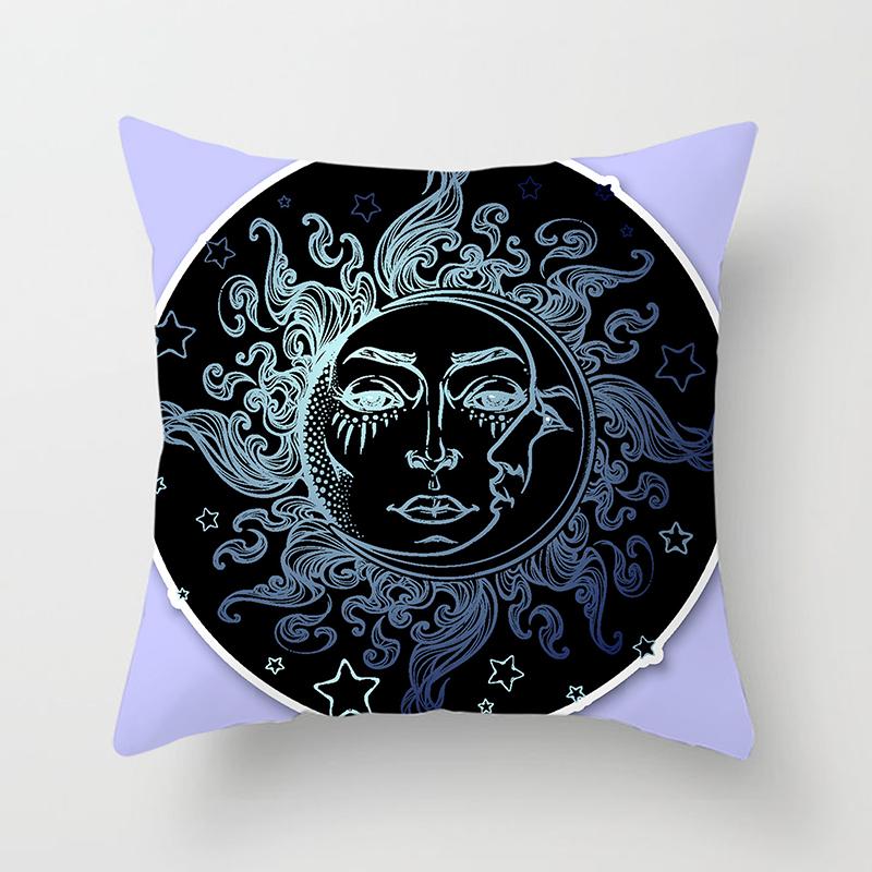 Home Bedroom Living Room Sofa Cushion Cover Decoration Sun Moon Mandala Series Pattern Printing Pillowcase