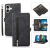 For iPhone 17 Case Zipper Pocket 9 Card Slots PU Leather Phone Cover with Wrist Strap