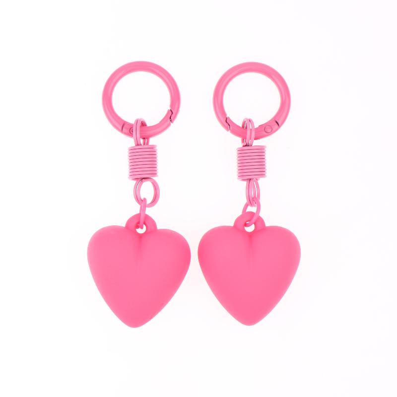 2Pcs Cute Candy Color Heart Keychain Korean Simple Love Keyring Bag Pendant Hanging Decoration Car Key Holder Couple Gifts