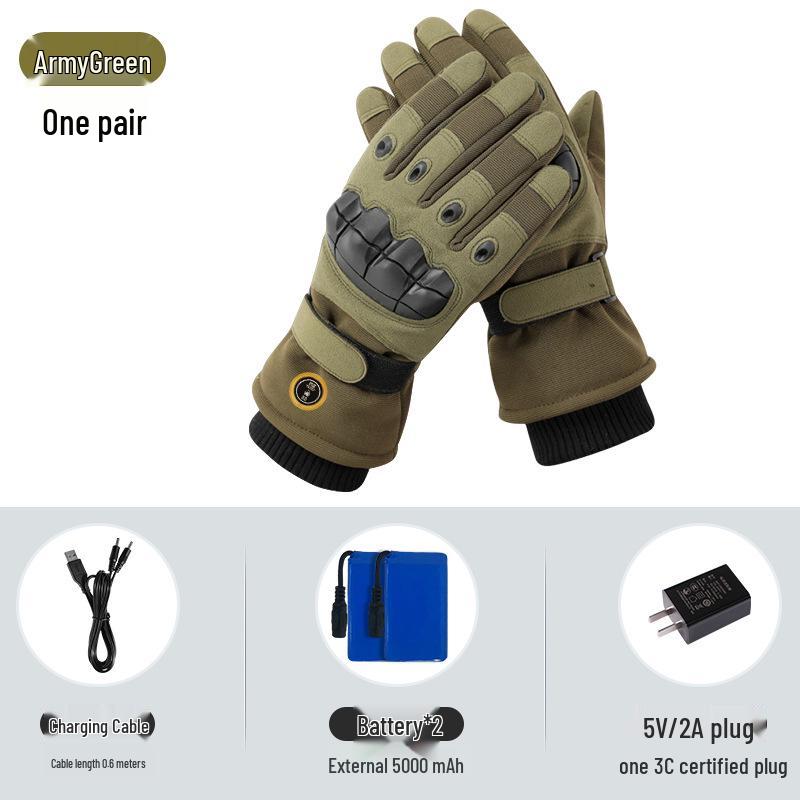 Rechargeable Electric Heated Gloves for Men: Winter Motorcycle Riding, Thickened Velvet for Warmth and Cold Protection