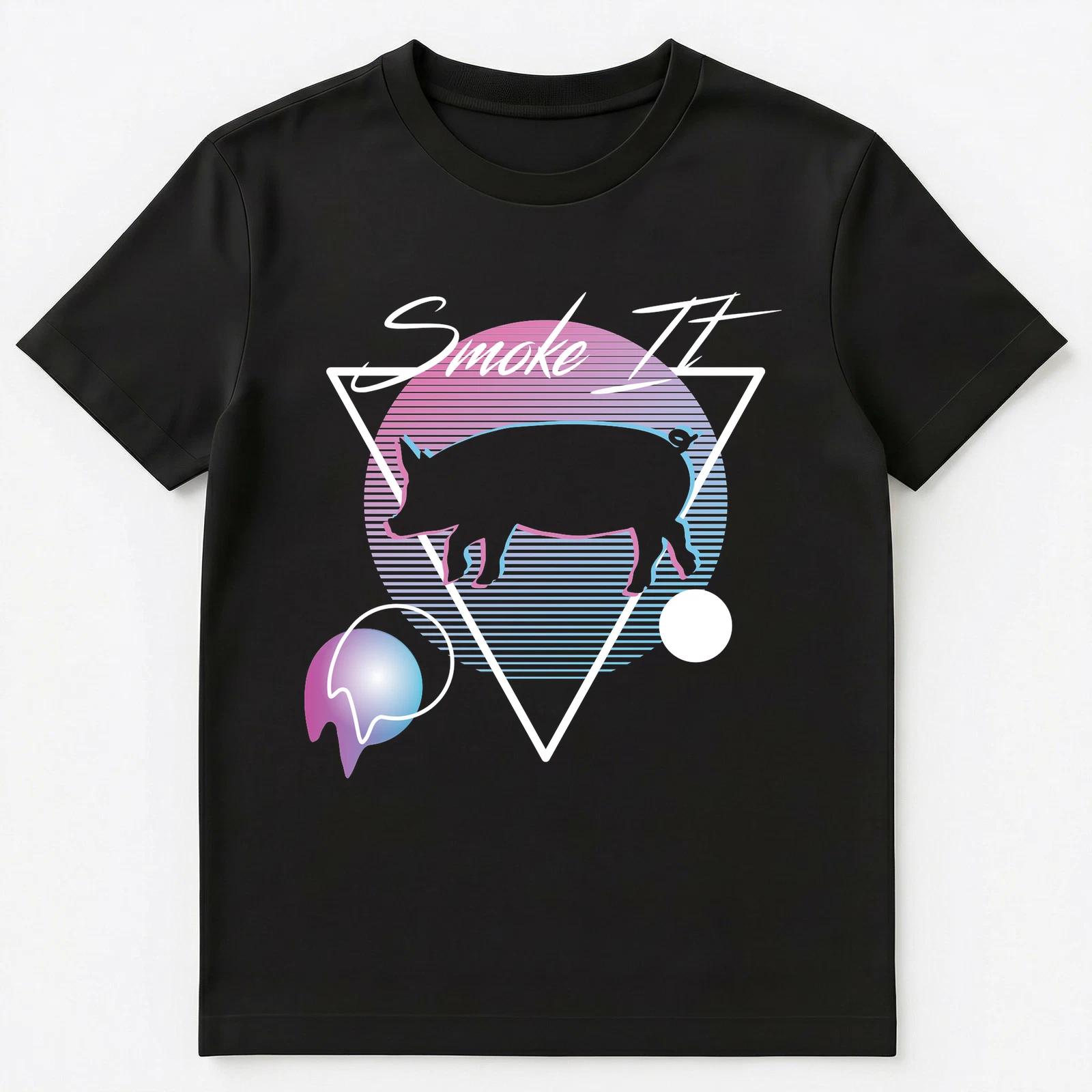 

Smoke It Bbq Pig Retro Vaporwave Aesthetic Art Style Grill Unisex T-Shirt 3XL