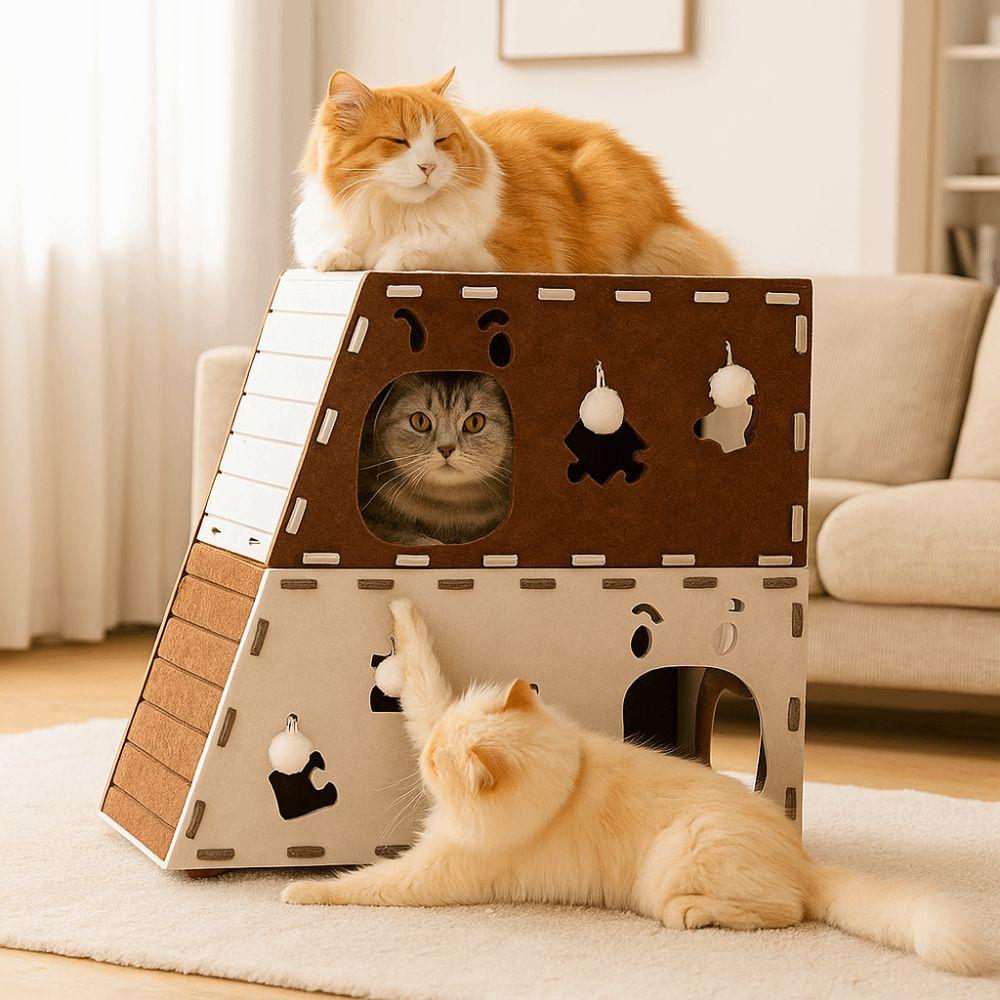Stackable Cat Scratcher House Felt Cat Claw Board Climbing House  Cat Scratching/sleeping/playing
