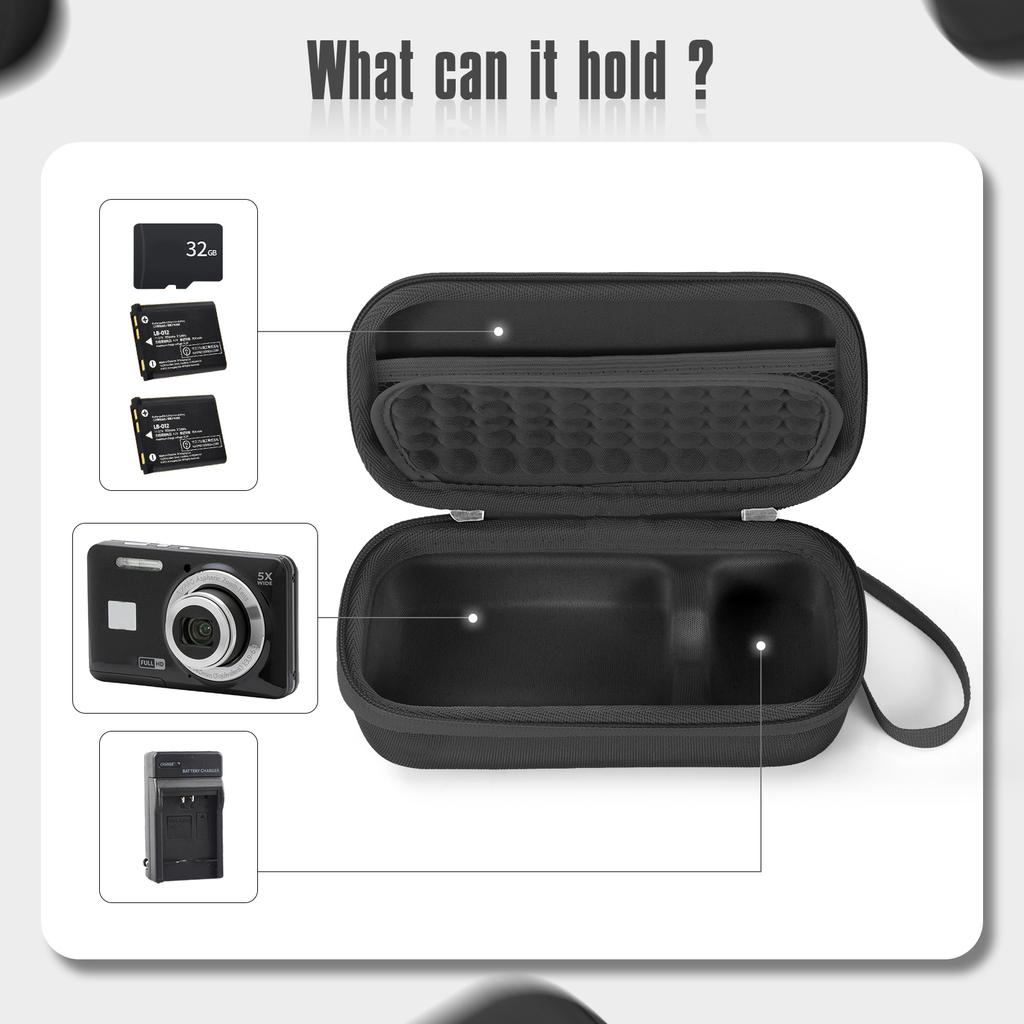 Sac de Rangement pour Appareil Photo Numérique pour KODAK PIXPRO FZ55/FZ45 Support d'Appareil Photo Compact Étui de Transport pour Appareil Photo Anti-Choc EVA à Bulles Pochette
