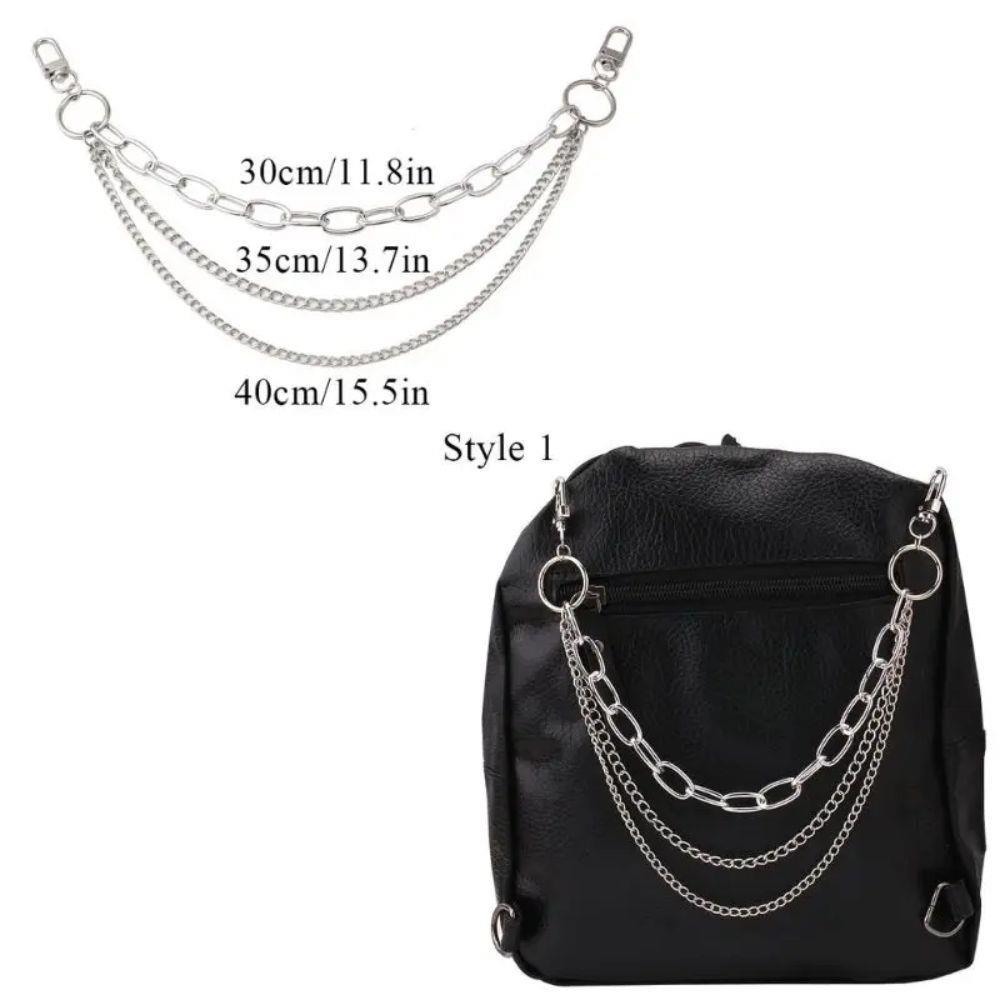 Hot Multi-layer Silver Metal Bag Chains Fashion DIY Shoulder Bag Chain Straps Replacement Women Jeans Chain With Lobster Buckle