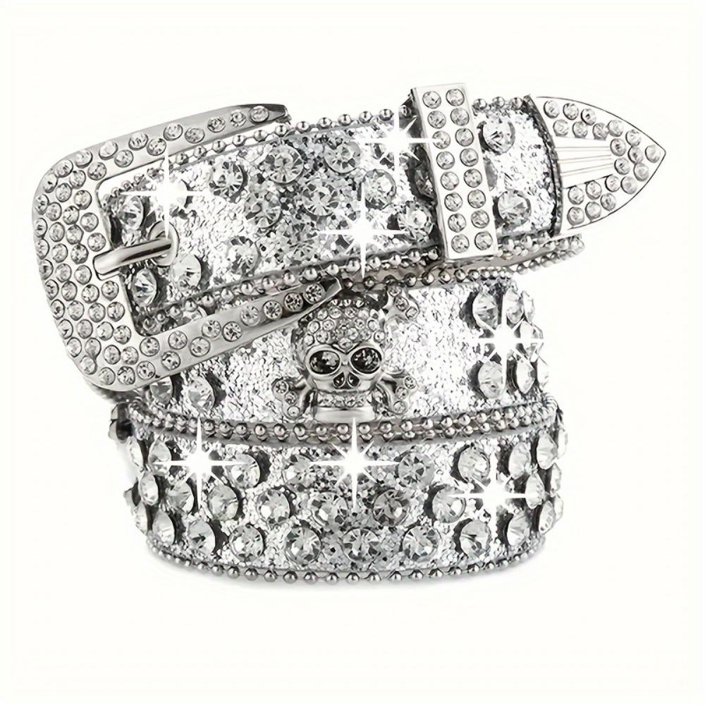 Fashion Diamond Western Cowboy Style Y2K Women's Belt PU Leather BB Belt Denim Dress Accessories