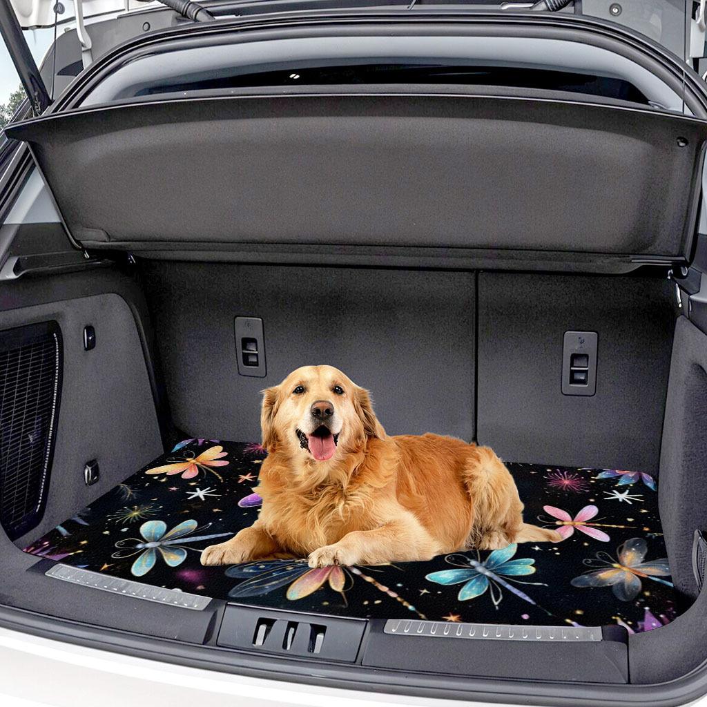 1Pcs Starry Sky Shimmering Dragonfly Car Trunk Mat with Anti Slip Cargo Liner Waterproof Rear Storage Protector Floor Mat for SU