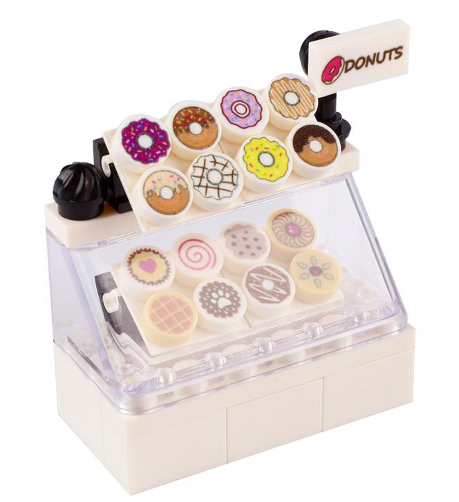 City Food Building Blocks Character Accessories Printing Set Fish Mushroom Fruit Burger Refrigerator Hot Dog Pizza Basin Toy