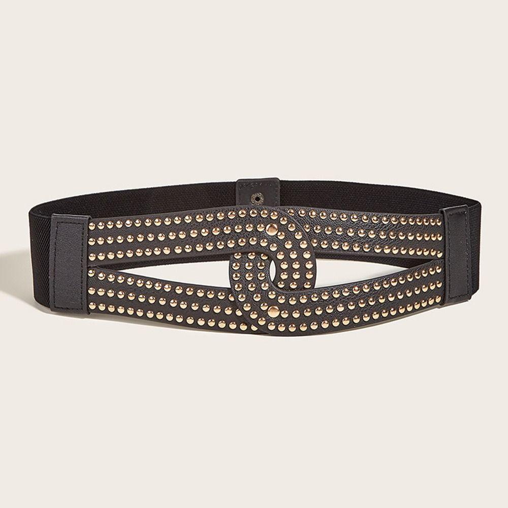 Robe Jeans Décontracté Ceinture en Cuir Stretch Ceintures Cummerbund Rivet Corset Bande Luxe Large Ceintures