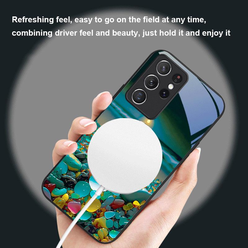 Colorful Stone Seaside For Samsung S 25 S25 Edge S25Ultra S8 9 10 20 S21 Pro S22 Plus S23 FE S24 Ultra Magsafe Glass Phone Case