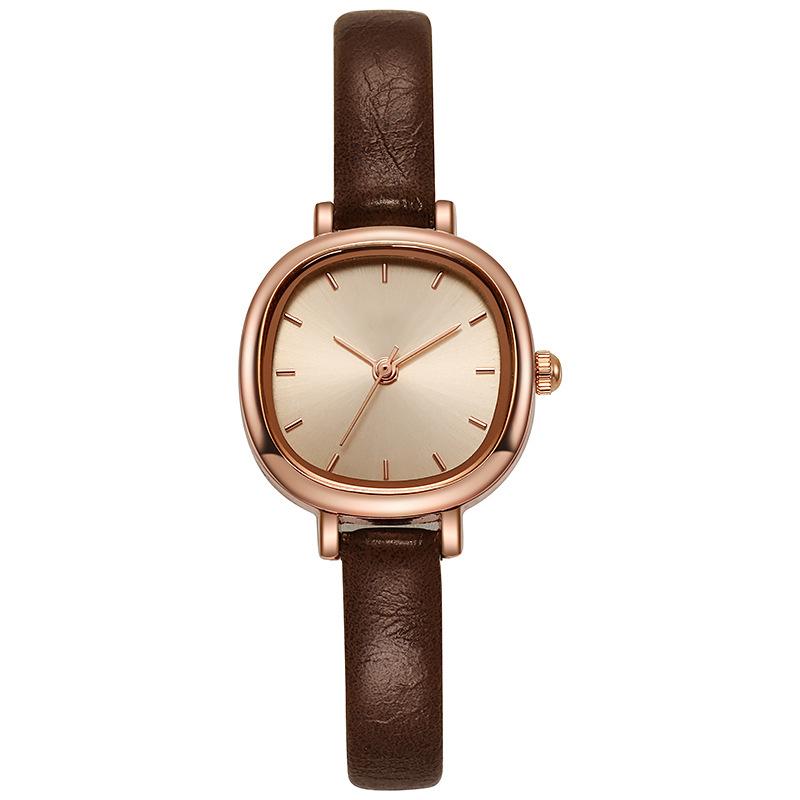MAYZHISU Simple Women's Watches Small Round Ladies Bracelet Watch PU Leather Thin Retro Quartz Wristwatch for Women Girls Gifts