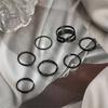 7Pcs/set Punk Finger Rings Black Rings Set Statement Korean Style Joint Ring For Women Gothic Fashion Jewelry 2026 Cool Vintage