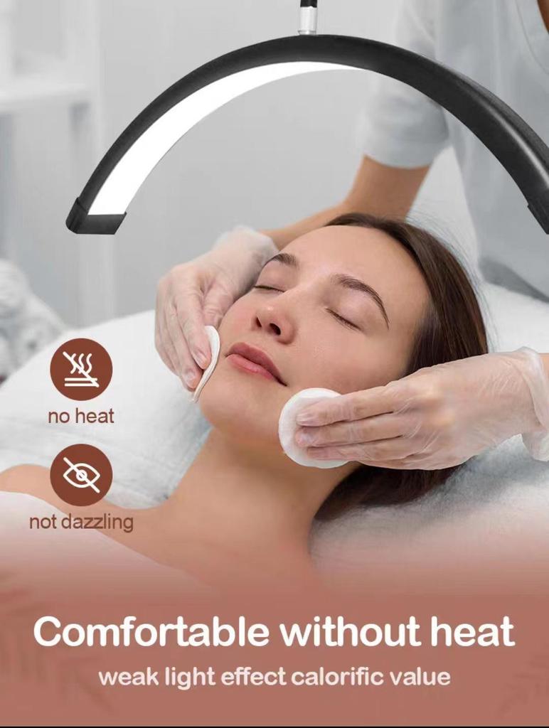 24-inch Half-Moon LED Beauty Lamp for Manicure, Microblading, Eyebrow, Eyelash, Eye Protection, Floor Fill Light.