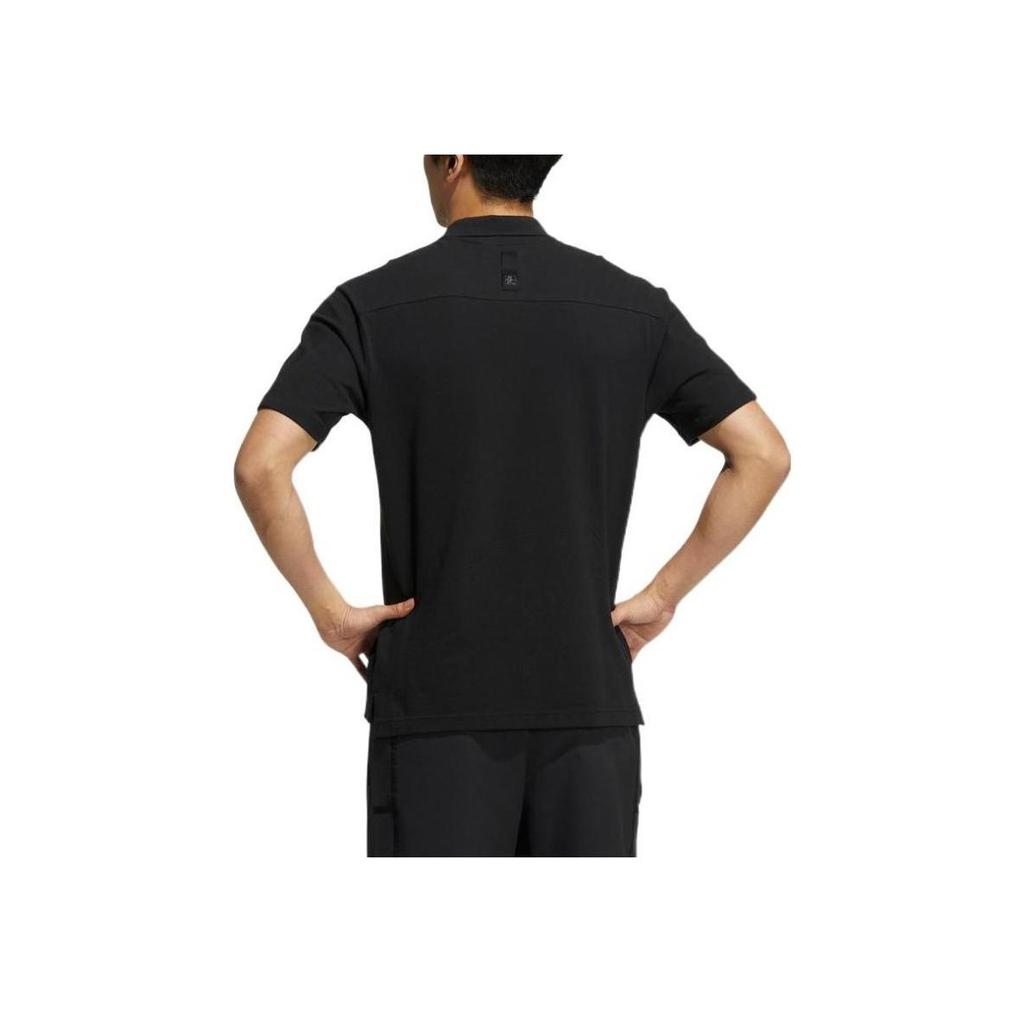 Adidas Pure Color Casual Mini-Logo Print Short Sleeve Polo Shirt Men Tops Black HM2952