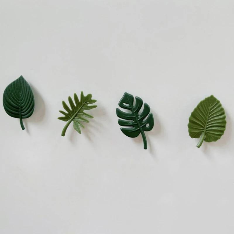 4 szt./zestaw Magnesy na lodówkę ABS Mini Naklejki na lodówkę Wodoodporne Magnesy mocujące na lodówkę Tropikalne liście Naklejki na lodówkę