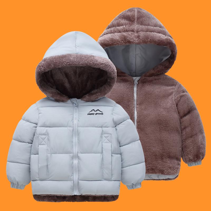 878 Kids' Double-Sided Fleece-Lined Cotton Winter Jacket - New Style for Boys and Girls