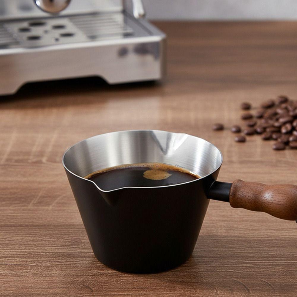 With Scale Espresso Measuring Cup Walnut Handle Coffee Pouring Cup Dosing Cup  Restaurant