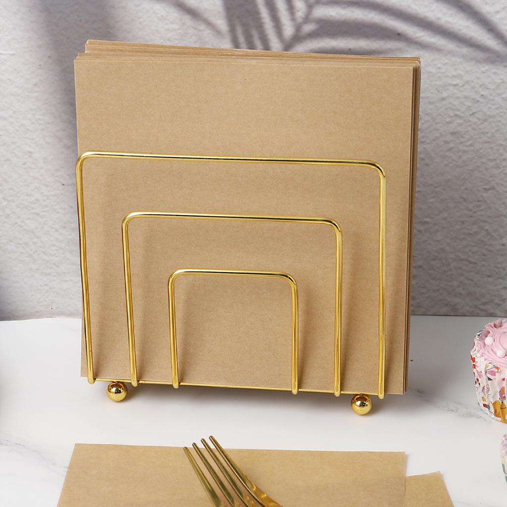 Golden napkin holder, iron tissue holder, three-dimensional hollow tissue box, restaurant square tissue paper storage rack