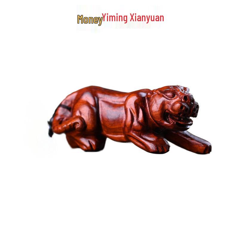 Rosewood Carved Pixiu Ornament: Gourd & Dragon Turtle Handicraft