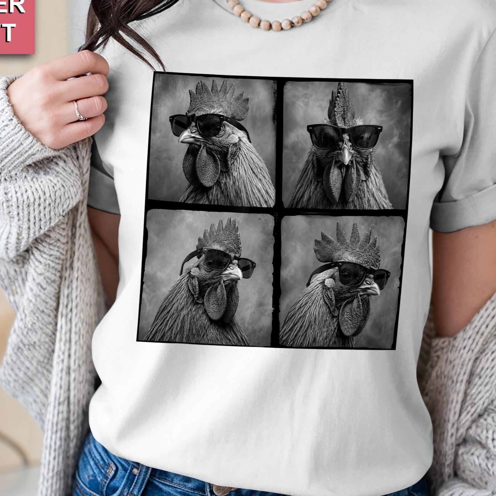 Funny Rooster Shirt, Cool Chicken Sunglasses Tee, Farm Animal Graphic Shirt, Rooster Lover Gift, Country Farm Tee, Chicken Dad Shirt M