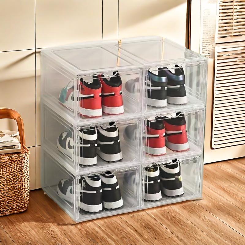

10 Pack Large Shoe Boxes Clear Plastic Stackable,Shoe Storage Organizer with Lids белый