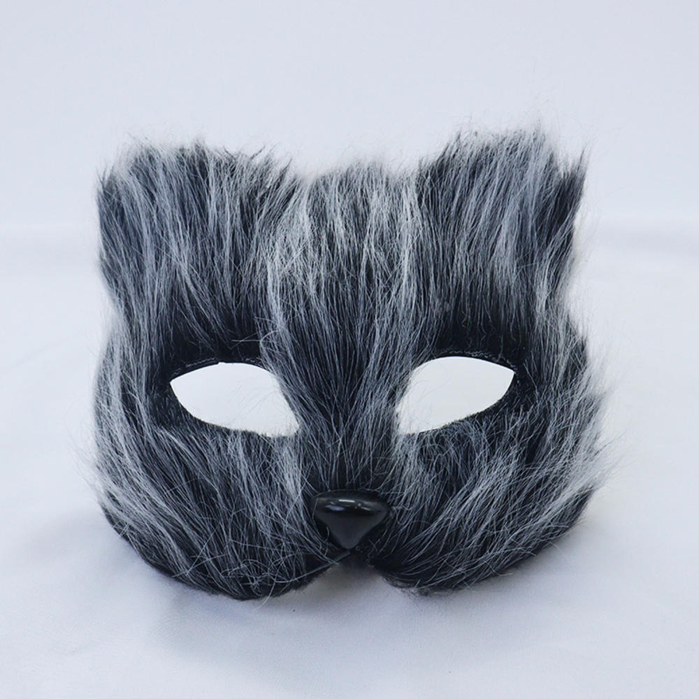Plush Fox Cat Mask Trendy Animal Half Face Masks Costumes Prop for Halloween Christmas Masquerade Party Cosplay Props
