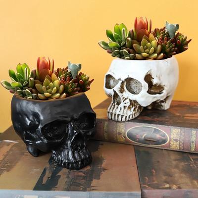 T02C!-Harz menschliches Schädelmodell Blumentopf Handwerkskunst Schädel Pflanztopf Attraktiv Multifunktional Für Zuhause