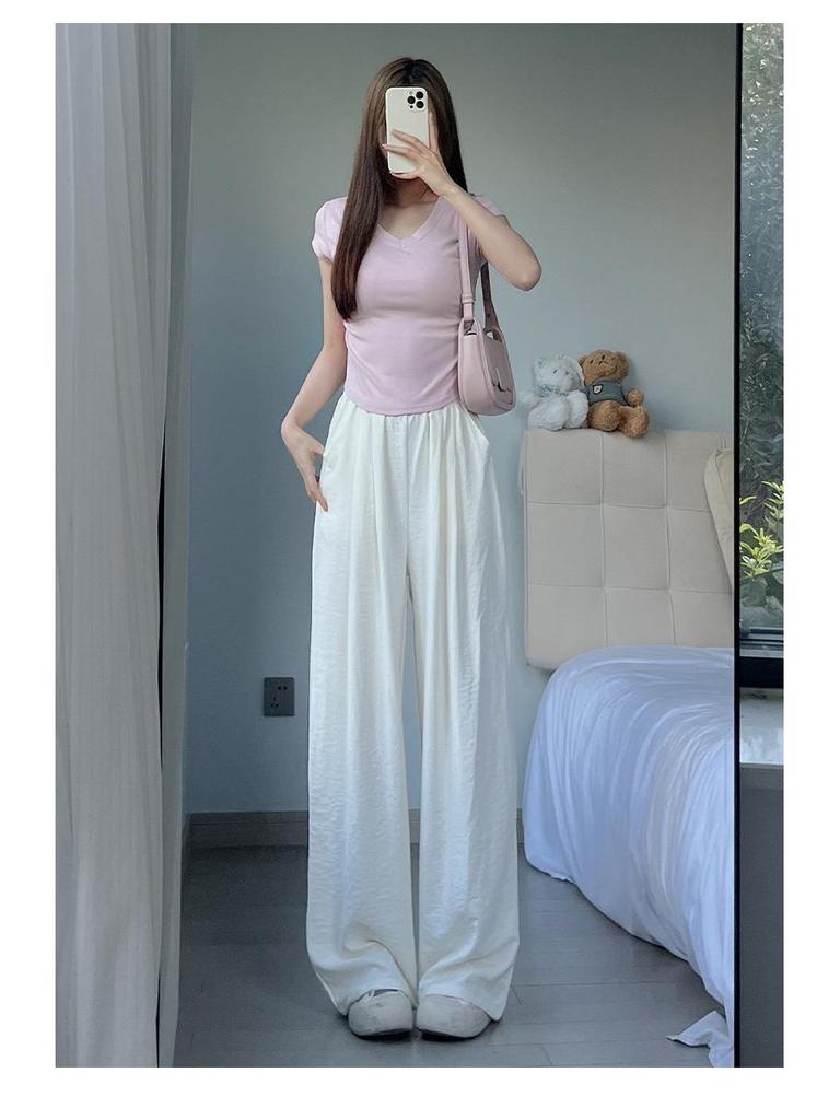 Yamamoto Blue High-Waisted Slimming Straight-Leg Textured Wide-Leg Pants 2025