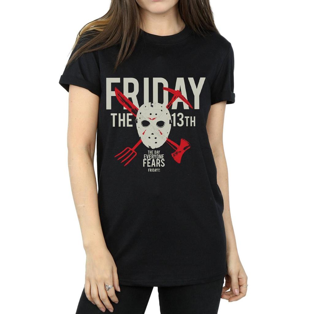 Friday 13th Womens/Ladies Day Of Fear Cotton Boyfriend T-Shirt