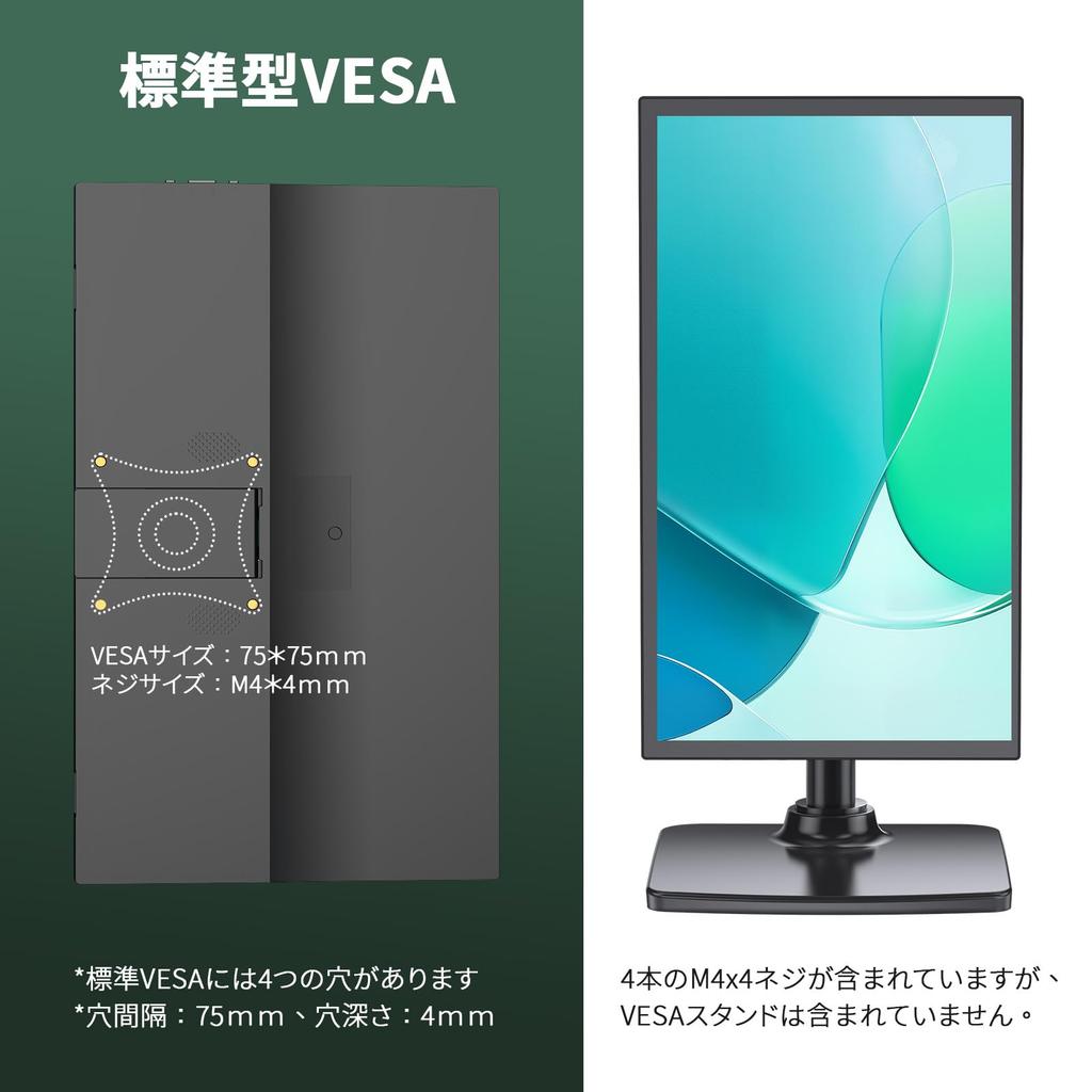 Vimonic Mobile Wide Color VA FHD Standard Mini Compatible with and for Remote Work 15.6-inch Monitor, 100% Gamut, Panel, 1080P, Portable,