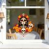 Festive Indoor Outdoor Window Art Day of The Dead Clings, Dia De Los Muertos Sticker, Colorful Decorative Film for Parties Sugar Skull with