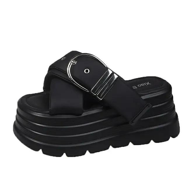 Fashion 8CM Fashion Buckle Wedge Sandals Women Outdoor Casual Platform Slippers Woman Non-Slip Sandalias Mujer Versatile Zapatos Mujer