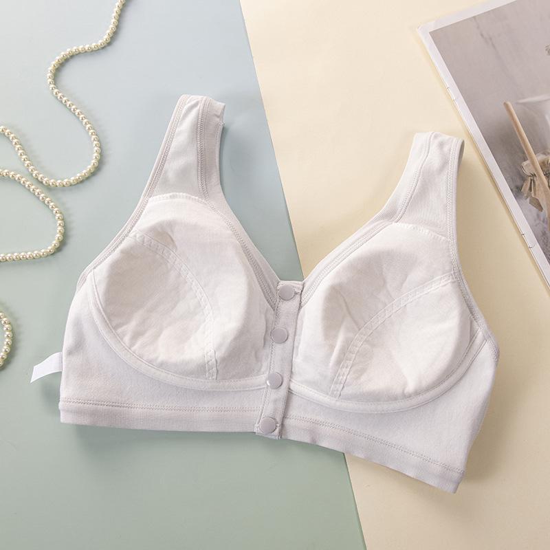 Underwire-Free Front Closure Bra for Middle-Aged & Elderly - Lightweight, Easy-Off, Solid Color Design