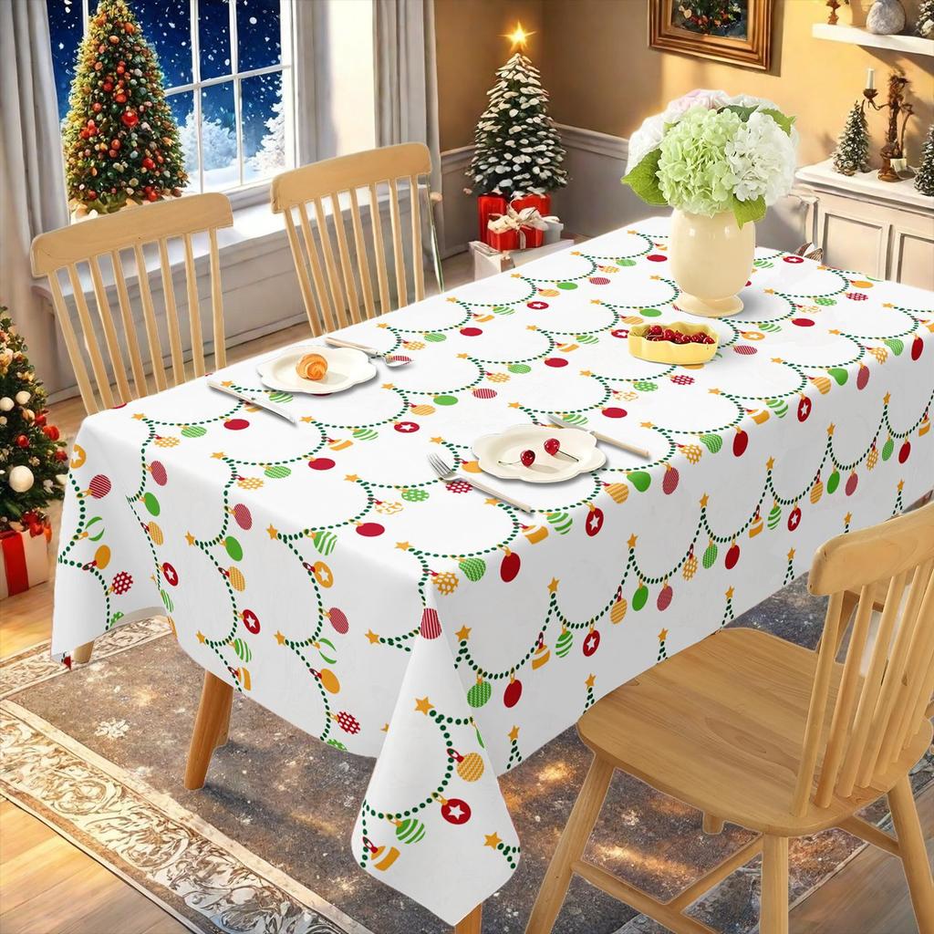 1pc 2026 Christmas Table Cloths Printed Waterproof Christmas Decoration Rectangle Party Table Cover Vintage Dining Table Cover
