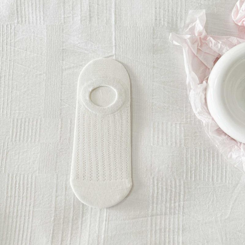 

Женские летние тонкие дышащие полосатые однотонные носки-лодочки с силиконовой противоскользящей вставкой на пятке, удобные сетчатые невидимые носки 1 pair чистый белый