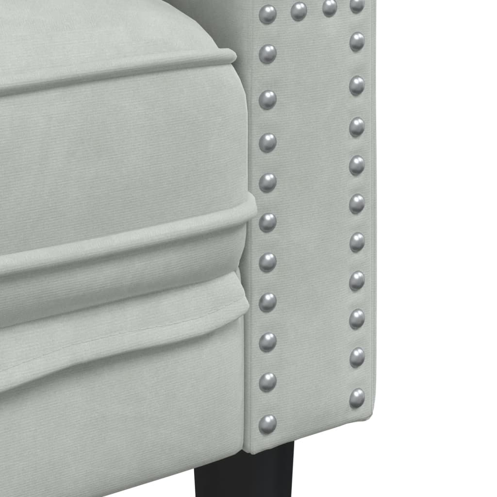 Chesterfield Sofa with Neck Pillows 3 Seater Light Grey Velvet