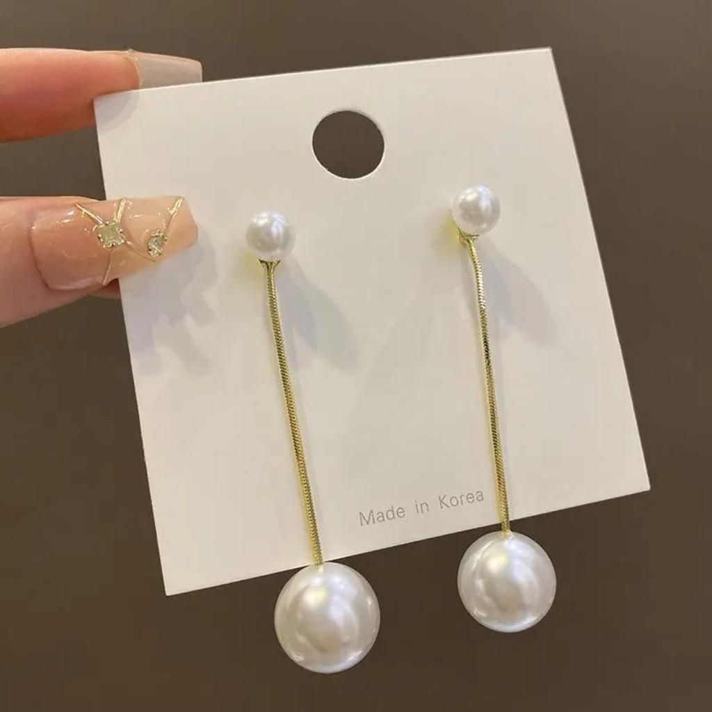 2025 New Simple Pearl Long Fringed Earrings Women Niche Designer High-end Face Slimming Jewelry for Long Faces Gift