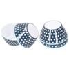 4PCS 6in Salad Bowl Dinner Serving Bowl Sets Kitchen Imitation Porcelain DinnerwareDark Blue Dots