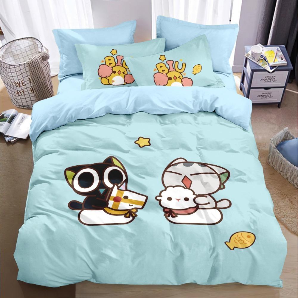 Cartoon Animal Motif,Microfibre Bedding Sets, Children's Bed Linen with Zip Room Decor Duvet Cover for Teenagers Adult 3-Piece