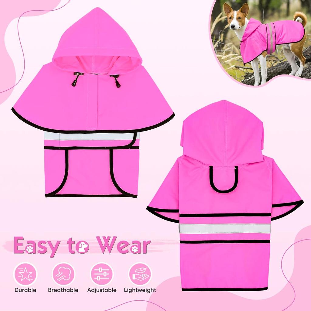 Weesiber Dog Raincoat - Reflective Dog Rain Jacket - Waterproof Dog Rain Coat - Adjustable Dog Poncho - Lightweight Dog Slicker for Dog Walking