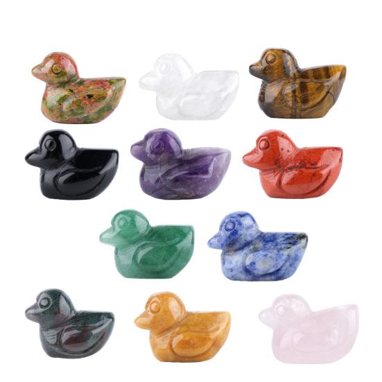 

Micro Landscape Ornaments Duck Shape Hand-Carved Miniature Sculpture with Unique Crystal Energy Figurine for Desk Random Style